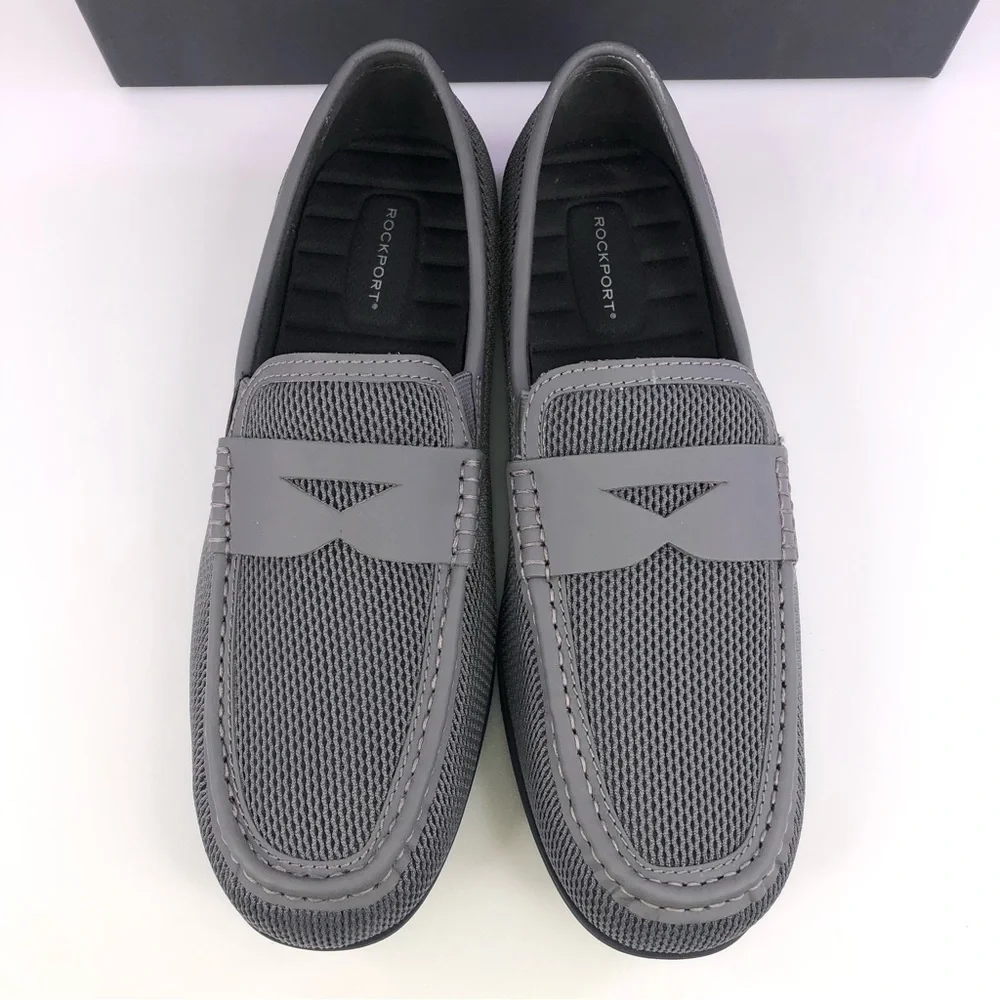 Rockport Gray Penny Loafer Soft Moc Shoes Size 9.5W